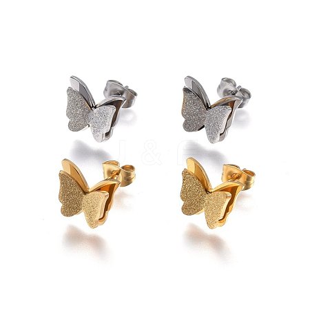 304 Stainless Steel Stud Earrings EJEW-H367-19-1