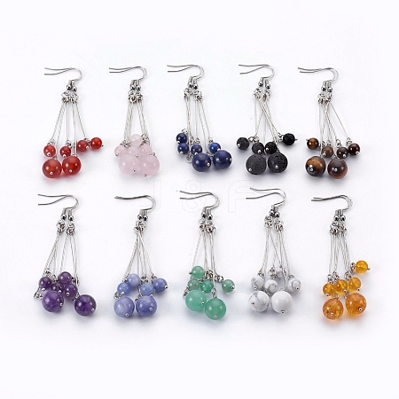 Natural Gemstone Dangle Earrings Sets EJEW-JE02813-1