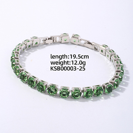 Hip-hop Brass Micro Cubic Zirconia Link Chain Bracelets for Men and Women FX8797-25-1