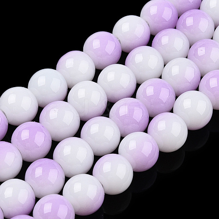 Two Tone Opaque Baking Paint Glass Beads Strands LS-DGLA-Q027-8mm-02-1