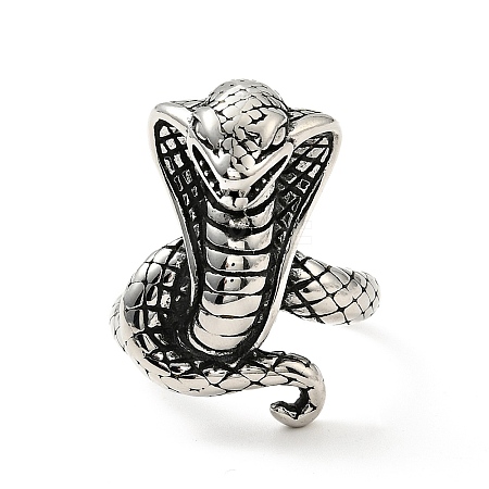 316 Stainless Steel Snake Finger Ring RJEW-C030-05H-AS-1