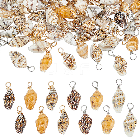 120Pcs 2 Colors Natural Shell Pendants FIND-ME0002-50-1