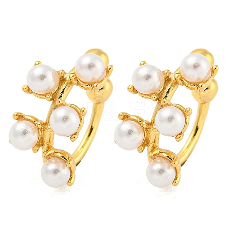 Rack Plating Brass ABS Imitation Pearl Clip-on Earrings EJEW-B061-10G-1