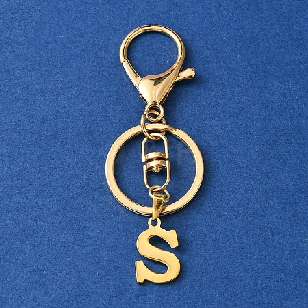 304 Stainless Steel Initial Letter Charm Keychains KEYC-YW00005-19-1