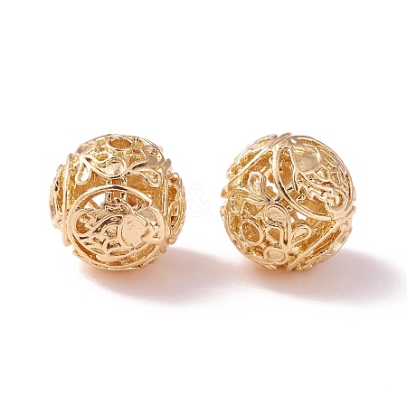 Brass Hollow Round Beads KK-P226-11CG-1