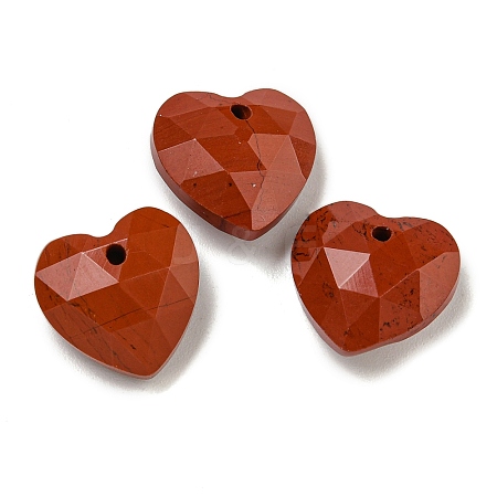 Natural Red Jasper Faceted Heart Charms G-G123-01B-1