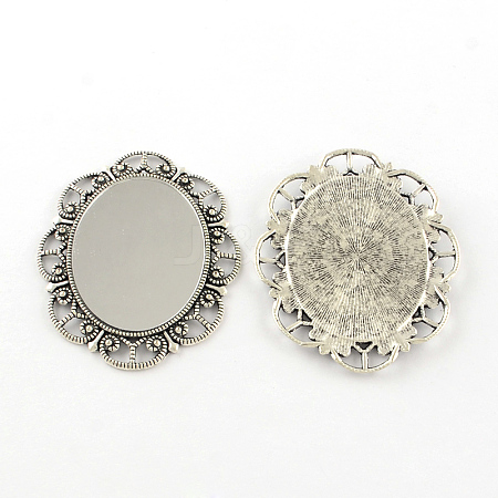 Alloy Oval Mirror Big Pendants PALLOY-R068-31AS-NR-1