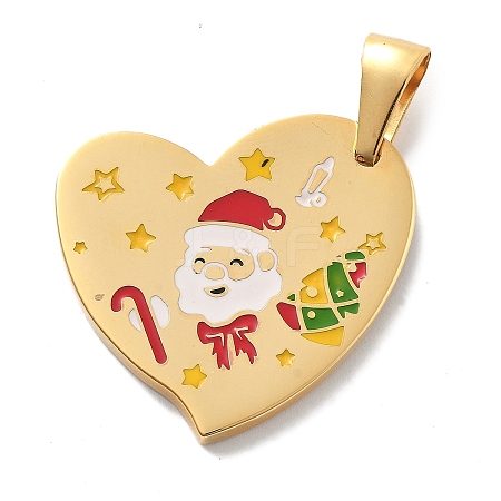 Christmas Ion Plating(IP) 304 Stainless Steel Enamel Pendants STAS-Z098-34G-1