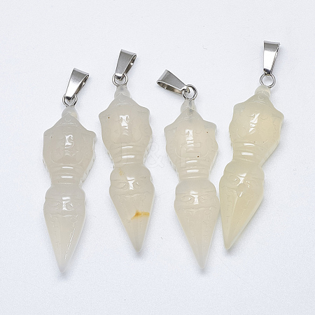 Natural White Agate Pendants G-T122-12A-04-1