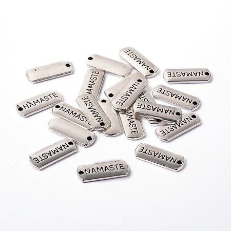 Tibetan Style Alloy Rectangle with Word Namaste Pendants X-TIBEP-Q043-067-RS-1