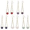 304 Stainless Steel with Natural Mixed Stone Dangle Earrings EJEW-JE06011-01-1