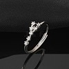 Constellations Rhodium Plated 925 Sterling Silver Micro Pave Clear Cubic Zirconia Adjustable Rings for Women RJEW-P130-01P-G-1