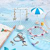 10 Pcs 10 Style Ocean Themed Alloy Enamel Pendants Decorations HJEW-NB0001-44-2