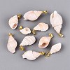 Brass & Natural Spiral Shell Pendants SHEL-Q029-18KCG-1
