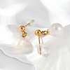 304 Stainless Steel Natural Freshwater Pearl Dangle Stud Earrings EJEW-G423-20G-3