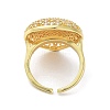 Brass with Cubic Zirconia Open Cuff Rings for Women RJEW-A035-20G-3