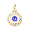 Brass Cubic Zirconia Enamel Charms ZIRC-C022-34G-2