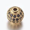 Brass Micro Pave Cubic Zirconia Beads ZIRC-E134-8mm-05-2