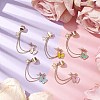 Butterfly Alloy Enamel Chains Tassel Dangle Earrings with Ear Cuff EJEW-JE05904-2