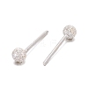 Textured 925 Sterling Silver Ball Stud Earrings EJEW-L202-004C-2