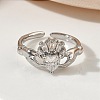Brass Micro Pave Cubic Zirconia Cuff Open Rings RJEW-C163-04P-2