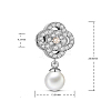 TINYSAND Rhodium Plated 925 Sterling Silver Charm Flower with Acrylic Pearl & Cubic Zirconia Pendant TS-C-190-2