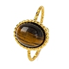 Oval Natural Tiger Eye Finger Rings RJEW-Q822-55G-02-1