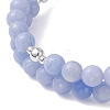 2Pcs Natural Dyed Blue Lace Agate & White Jade Beads Double strand Stretch Bracelets BJEW-JB13065-4