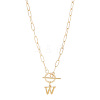 304 Stainless Steel Letter Pendant Necklaces NJEW-LP0001-52W-G-1