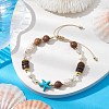 Adjustable Dyed Synthetic Turquoise & Coconut & Wood & Pearl Braided Bead Bracelets BJEW-JB10721-02-2