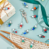 30Pcs 10 Colors Handmade Lampwork Beads with Glass Pearl Round Bead Pendants PALLOY-FH00165-5