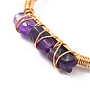 Natural Amethyst Triple Column Beaded Open Cuff Bangle BJEW-E377-01G-03-4