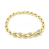 Brass Micro Pave Clear Cubic Zirconia Leaf Link Chain Bracelets for Women BJEW-R315-01B-G-1