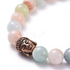 Natural Morganite Round Beads Stretch Bracelet for Teen Girl Women BJEW-JB07061-5