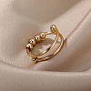 201 Stainless Steel Round Beaded Spinner Rings WG5F549-02-2