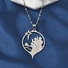 201 Stainless Steel Hollow Star with Prayer Pendant Necklaces for Ramadan & Eid Mubarak NJEW-D318-04P-1