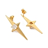 Clear Cubic Zirconia Star Stud Earrings EJEW-P221-21G-2