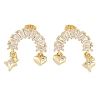 Brass Pave Clear Cubic Zirconia Stud Earrings for Women EJEW-S225-10G-02-2