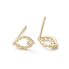 Brass Glass Stud Earrings EJEW-Q014-22G-2