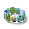 Handmade Millefiori Lampwork Beaded Stretch Bracelets for Men Women BJEW-G738-01B-03-4