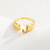 Brass Micro Pave Colorful Cubic Zirconia Cuff Open Rings FS-WG163C1-10-1