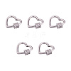 Brass Micro Pave Clear Cubic Zirconia Screw Carabiner Lock Charms ZIRC-E164-07P-2