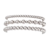 3Pcs 3 Styles Brass Round Beads Stretch Bracelets for Women BJEW-JB12796-2