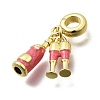 Brass Enamel Goblets & Wine Bottle European Dangle Charms Large Hole Pendants KK-Z093-08G-01-2