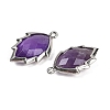 Natural Amethyst Faceted Leaf Pendants G-I375-04P-11-2