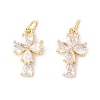 Rack Plating Brass Micro Pave Clear Cubic Zirconia Charms ZIRC-I057-19G-1