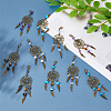 Tibetan Style Alloy & Gemstone Chip Woven Net/Web with Feather Pendant Decoration HJEW-AB00526-5