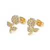 Brass Micro Pave Clear Cubic Zirconia Stud Earrings for Women EJEW-U030-03G-01-1