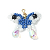 Beaded Butterfly Charms PALLOY-MZ00430-05-1