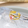 304 Stainless Steel & Cubic Zirconia Cuff Open Rings for Women RJEW-G376-01G-01-1